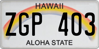 HI license plate ZGP403