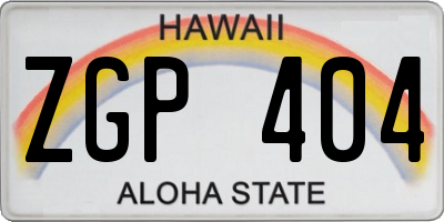 HI license plate ZGP404