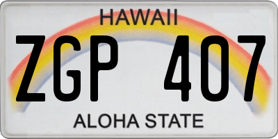 HI license plate ZGP407