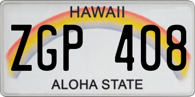 HI license plate ZGP408