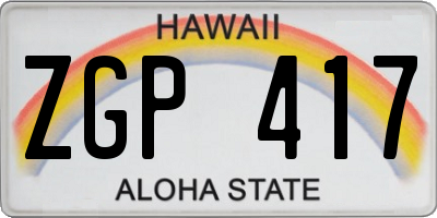 HI license plate ZGP417