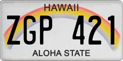 HI license plate ZGP421