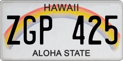 HI license plate ZGP425