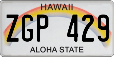 HI license plate ZGP429