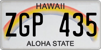 HI license plate ZGP435