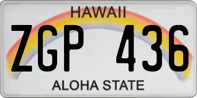 HI license plate ZGP436