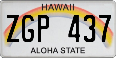 HI license plate ZGP437
