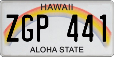 HI license plate ZGP441