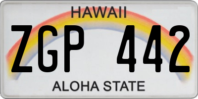 HI license plate ZGP442