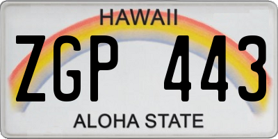 HI license plate ZGP443