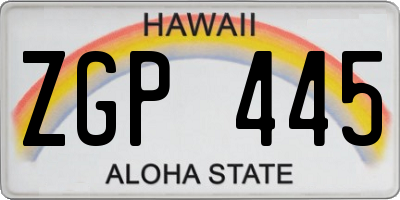 HI license plate ZGP445