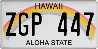 HI license plate ZGP447