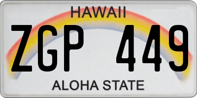 HI license plate ZGP449