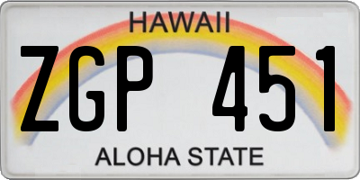 HI license plate ZGP451