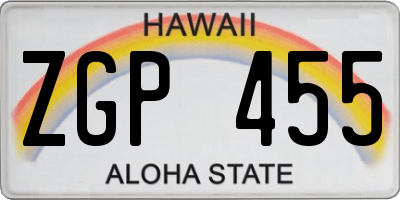 HI license plate ZGP455