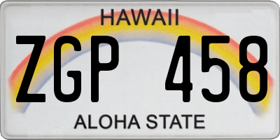 HI license plate ZGP458