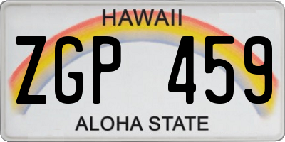 HI license plate ZGP459