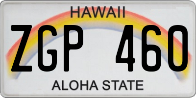 HI license plate ZGP460