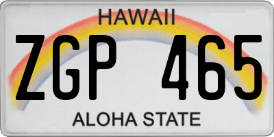 HI license plate ZGP465
