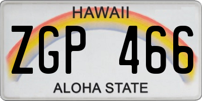 HI license plate ZGP466