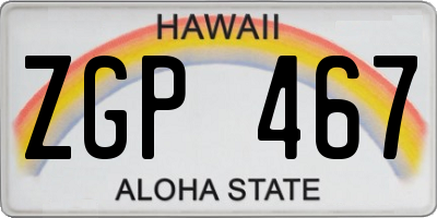 HI license plate ZGP467