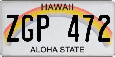 HI license plate ZGP472
