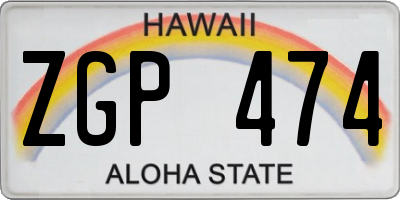 HI license plate ZGP474