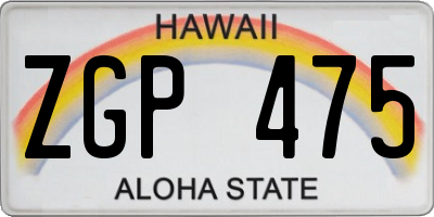 HI license plate ZGP475