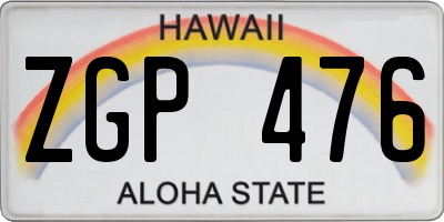 HI license plate ZGP476