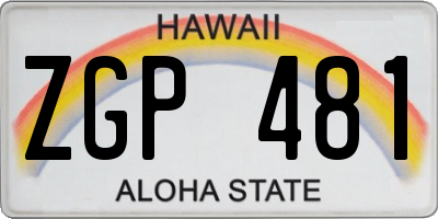 HI license plate ZGP481