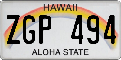 HI license plate ZGP494