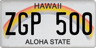 HI license plate ZGP500
