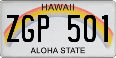 HI license plate ZGP501
