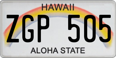 HI license plate ZGP505