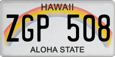 HI license plate ZGP508