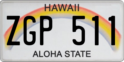 HI license plate ZGP511