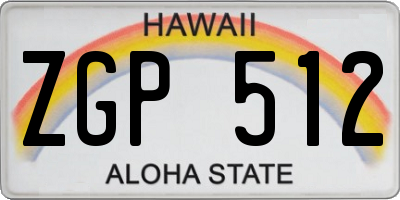 HI license plate ZGP512