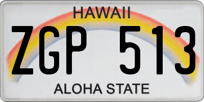 HI license plate ZGP513