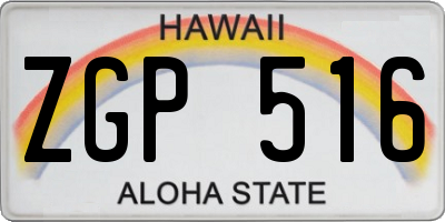 HI license plate ZGP516