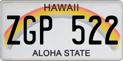 HI license plate ZGP522