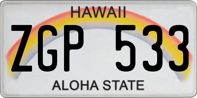 HI license plate ZGP533