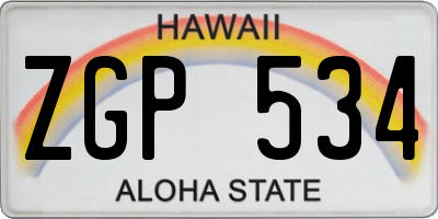 HI license plate ZGP534
