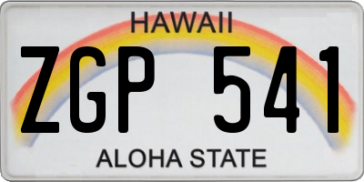HI license plate ZGP541