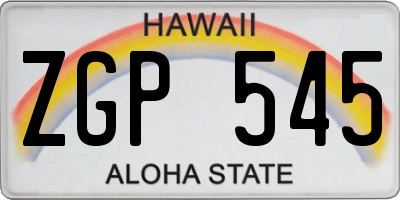 HI license plate ZGP545