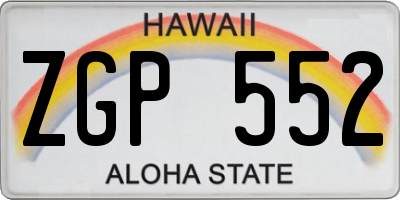 HI license plate ZGP552