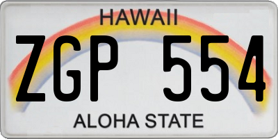 HI license plate ZGP554