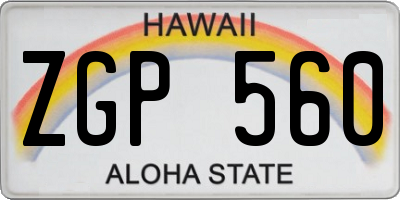HI license plate ZGP560