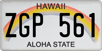 HI license plate ZGP561
