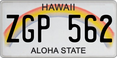 HI license plate ZGP562