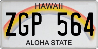 HI license plate ZGP564